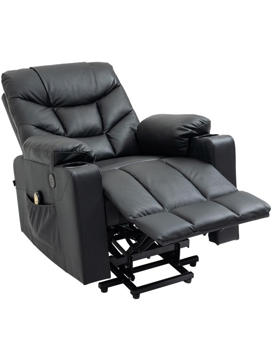 Fauteuil Andover echt leer, zwart