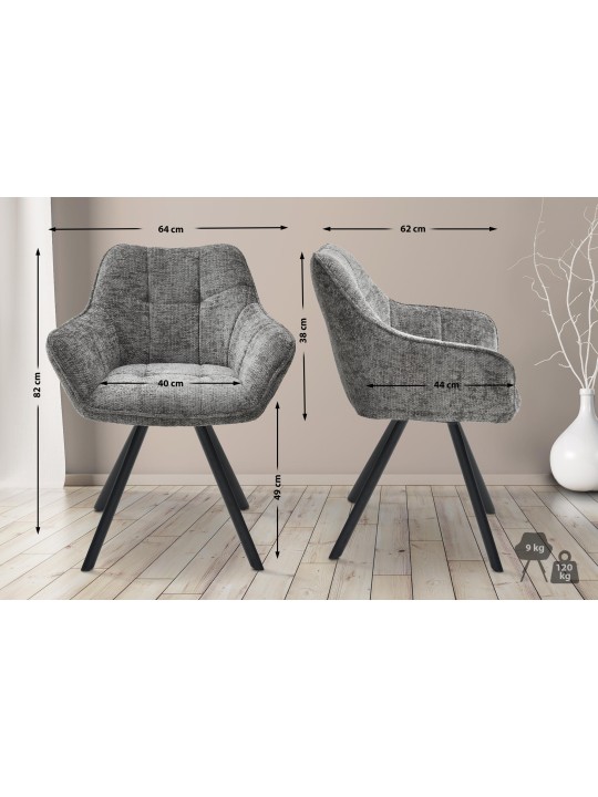 Scott stoffen eetkamerstoel, donkergrijs