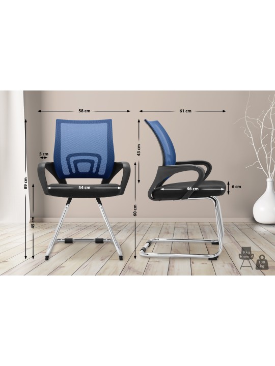 Bezoekersstoel Eureka, blauw