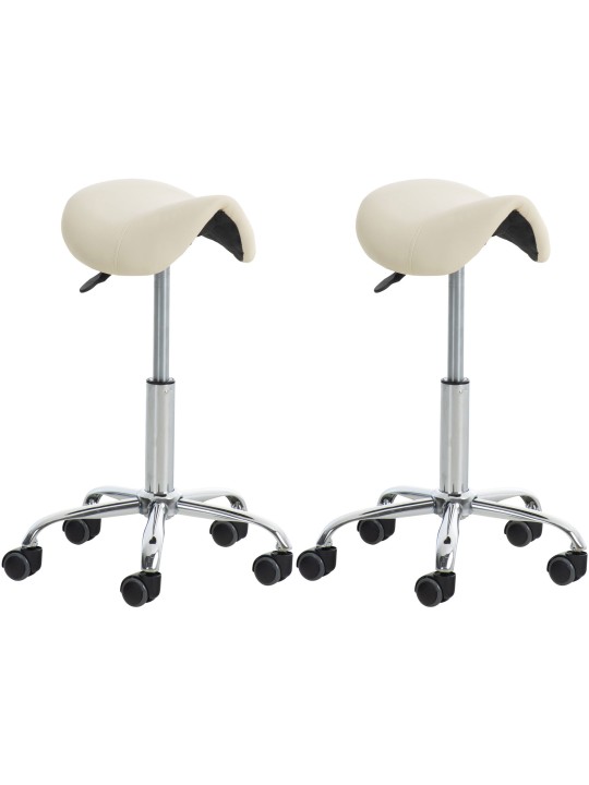 Set van 2 werkkrukken Reno kunstleer, crème Set van 2 werkkrukken Reno kunstleer, crème