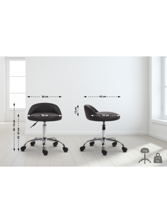 Werkkruk Teramo kunstleer, zwart