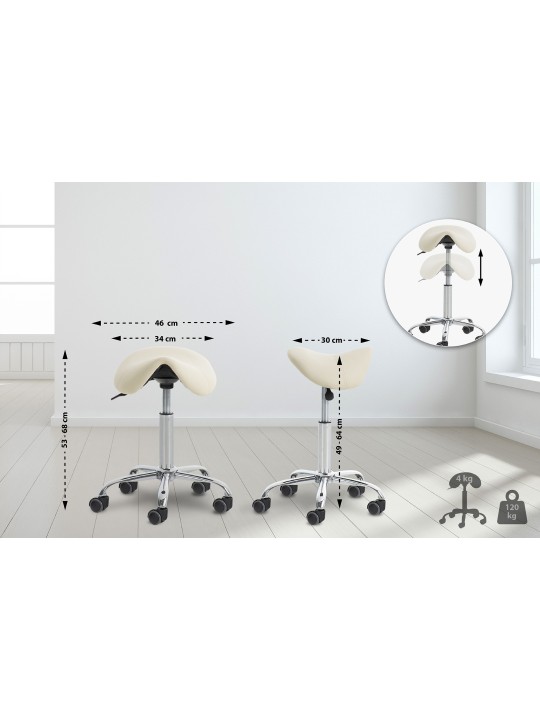 Set van 2 werkkrukken Reno kunstleer, crème Set van 2 werkkrukken Reno kunstleer, crème