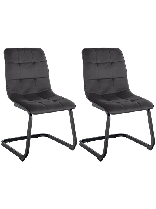Set van 2 eetkamerstoelen Vermont fluweel, zwart