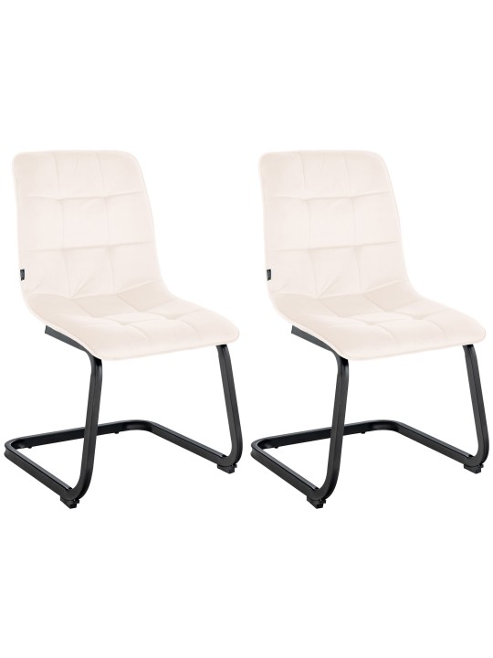 Set van 2 eetkamerstoelen Vermont fluweel, crème