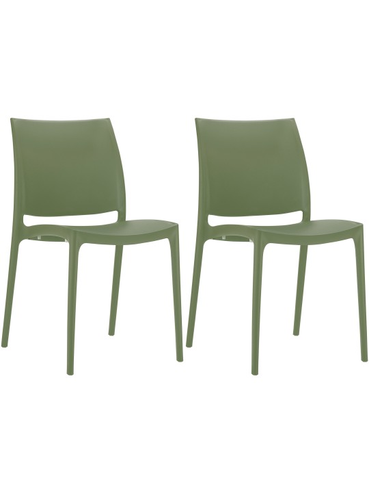 Set van 2 stoelen Maya, olijfgroen