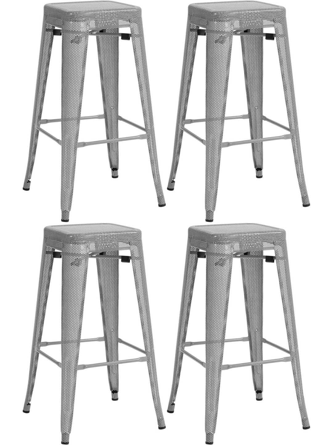 Set van 4 barkrukken Fletcher, zilver