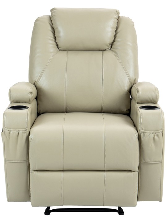 Hepler fauteuil met massagefunctie kunstleer, crème