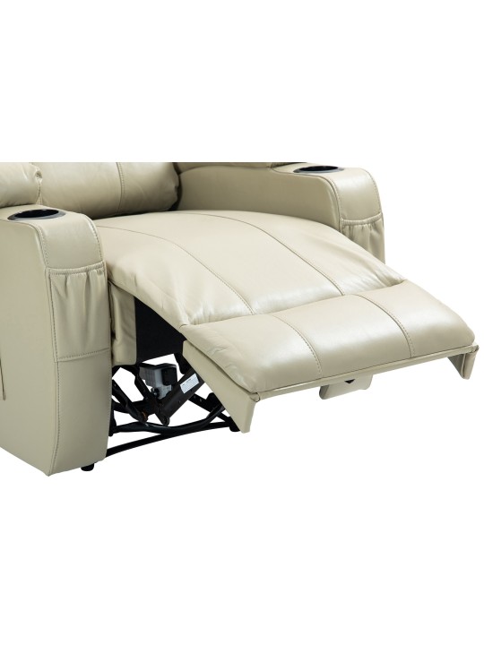 Hepler fauteuil met massagefunctie kunstleer, crème