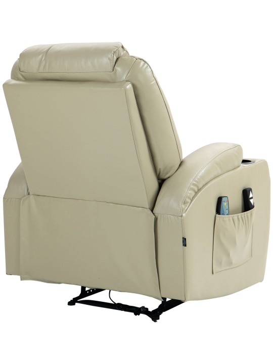 Hepler fauteuil met massagefunctie kunstleer, crème