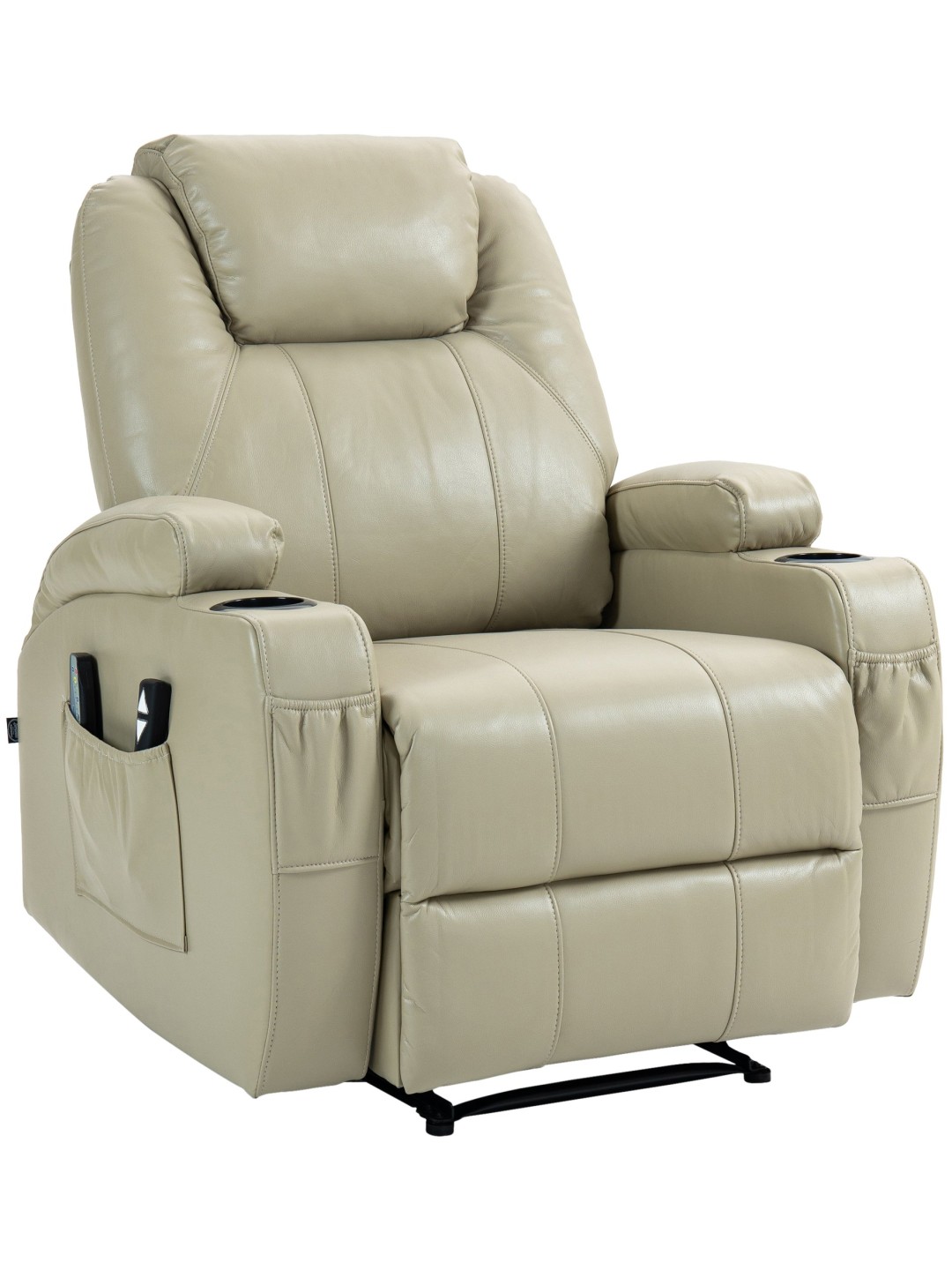 Hepler fauteuil met massagefunctie kunstleer, crème