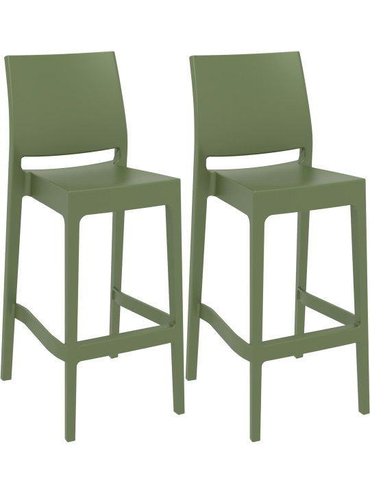 Set van 2 barkrukken Maya, olijfgroen