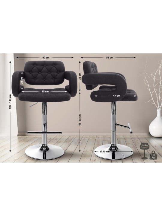 Barkruk Dublin FABRIC C, zwart