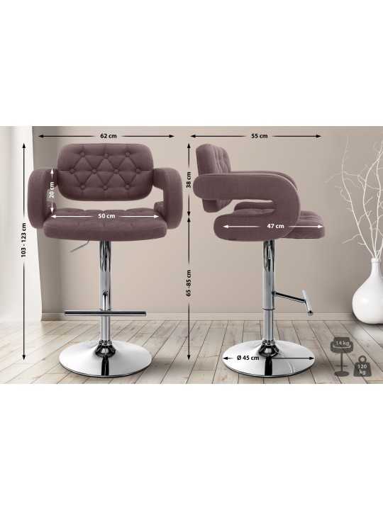 Barkruk Dublin FABRIC C, bruin