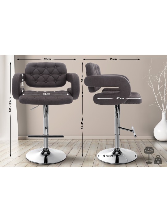 Barkruk Dublin FABRIC C, donkergrijs