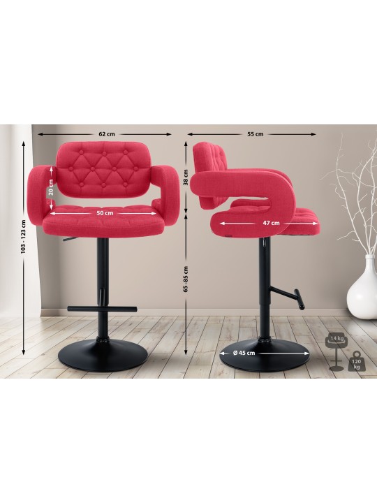 Barkruk Dublin STOF, rood