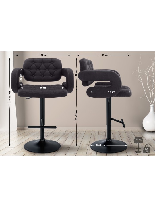 Barkruk Dublin STOF, zwart Barkruk Dublin STOF, zwart