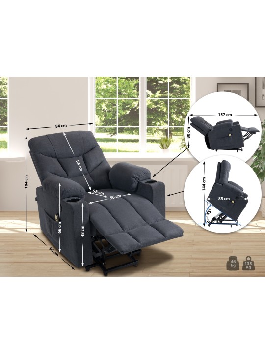 Fauteuil Andover stof, donkergrijs