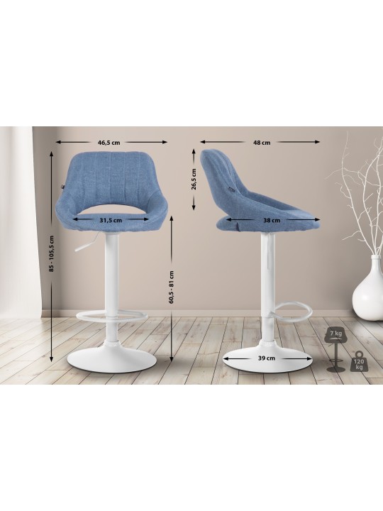 Barkruk Milet stof, blauw