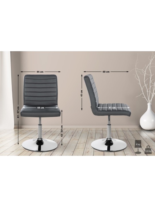 Set van 2 eetkamerstoelen Elvas kunstleer, grijs Set van 2 eetkamerstoelen Elvas kunstleer, grijs