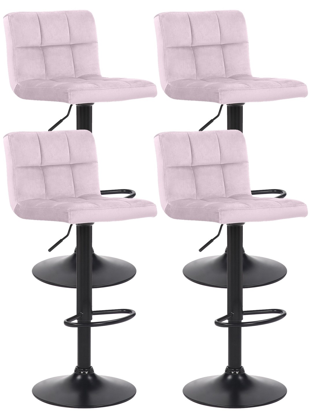 Set van 4 barkrukken Feni fluweel, roze