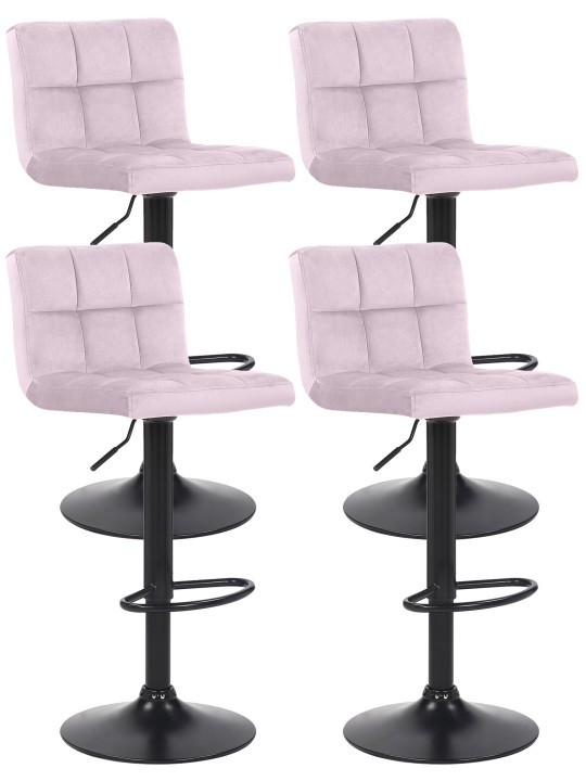 Set van 4 barkrukken Feni fluweel, roze