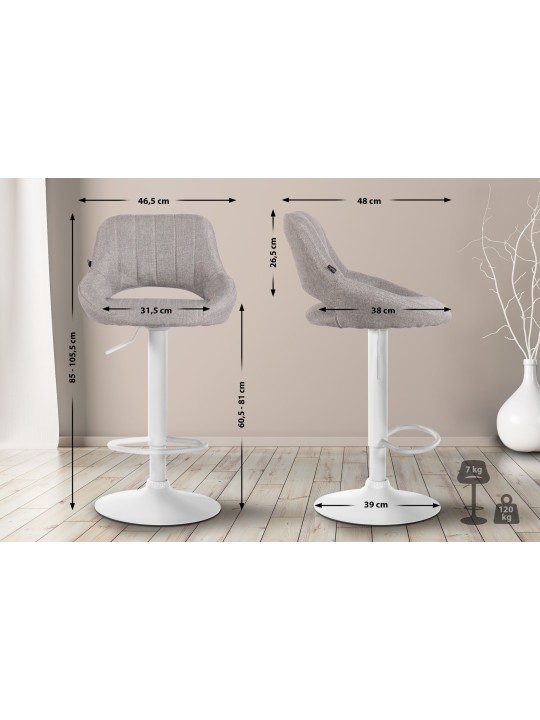 Set van 2 barkrukken Milet stof W, grijs