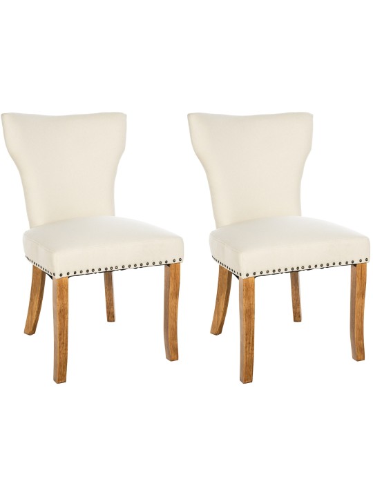 Set van 2 eetkamerstoelen Zadar stof antiek-licht, crème