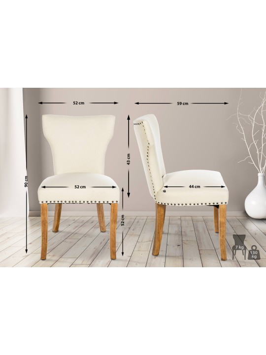 Set van 2 eetkamerstoelen Zadar stof antiek-licht, crème