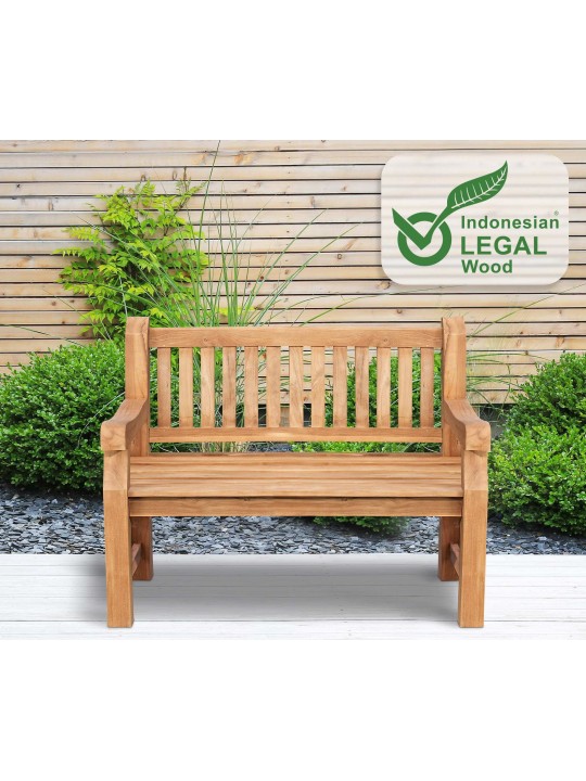 Teakhouten bank Jackson 120 cm met deksel, teak