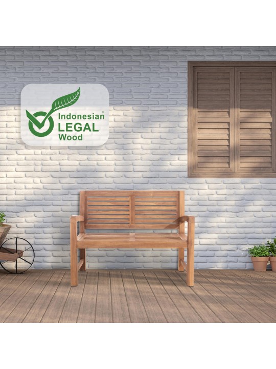 Teakhouten bank Halden 120 cm met deksel, teak