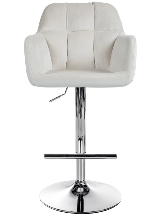 Barkruk Natoma fluweel chroom, crème