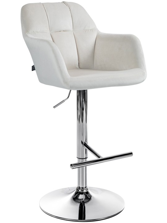 Barkruk Natoma fluweel chroom, crème