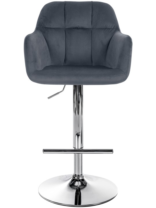 Barkruk Natoma fluweel chroom, donkergrijs