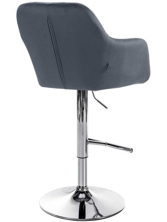 Barkruk Natoma fluweel chroom, donkergrijs