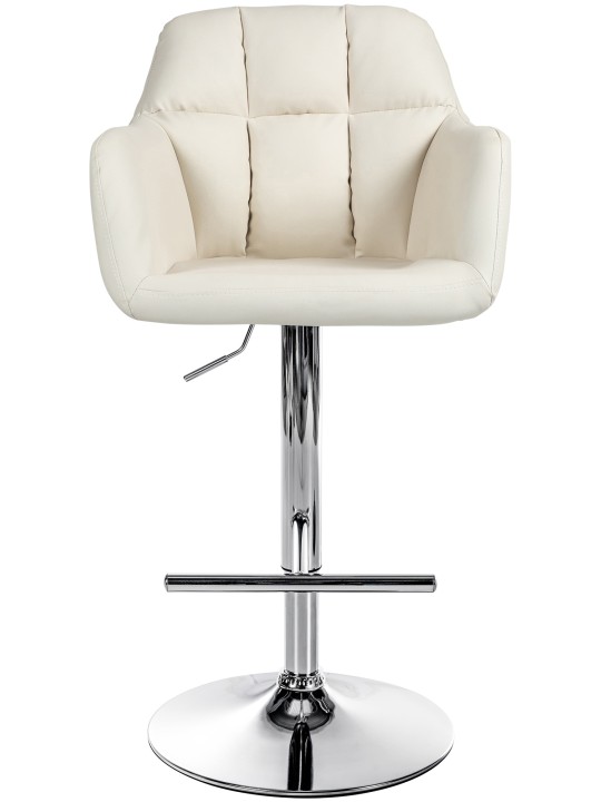 Barkruk Natoma kunstleer chroom, crème