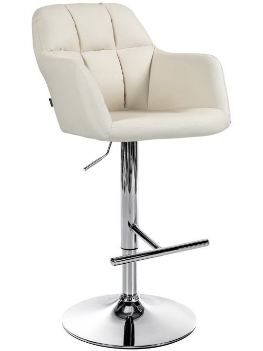 Barkruk Natoma kunstleer chroom, crème