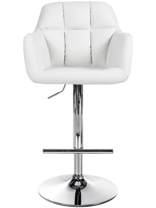 Barkruk Natoma kunstleer chroom, wit