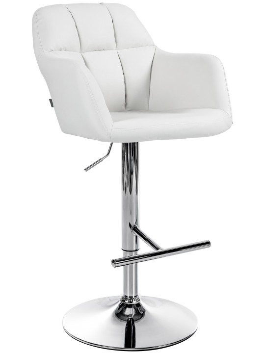 Barkruk Natoma kunstleer chroom, wit