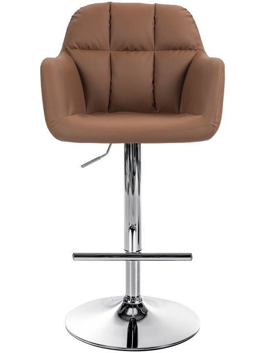 Barkruk Natoma kunstleer chroom, lichtbruin