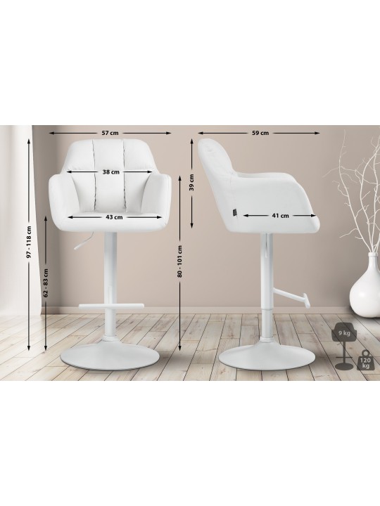 Barkruk Natoma kunstleer, wit