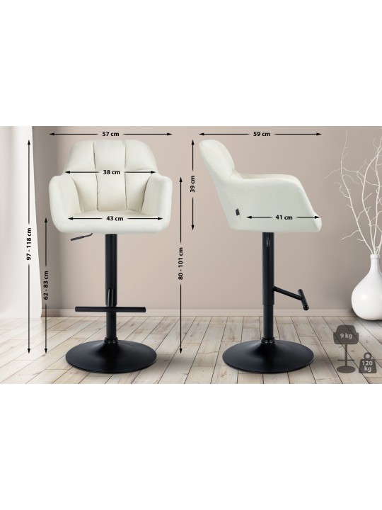 Barkruk Natoma stof, crème