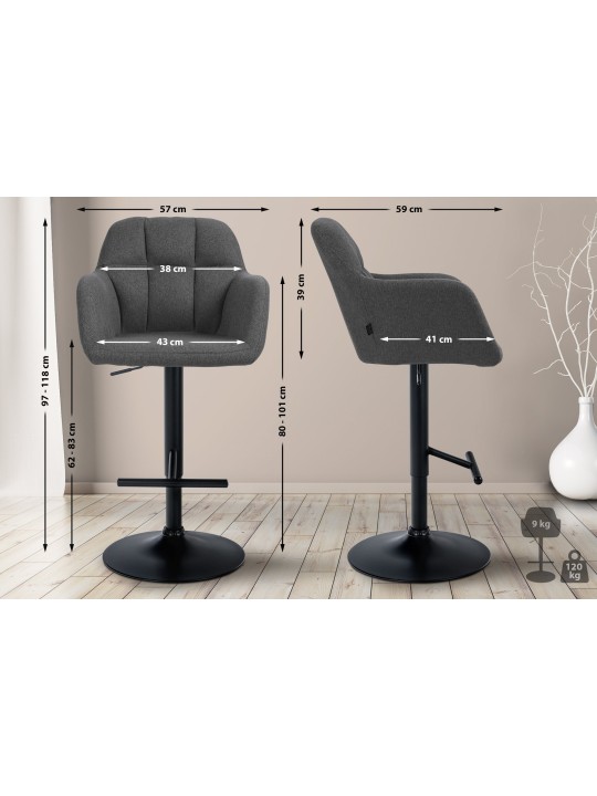 Barkruk Natoma stof, donkergrijs Barkruk Natoma stof, donkergrijs