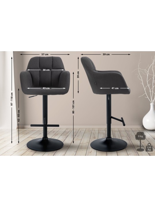 Barkruk Natoma stof, zwart