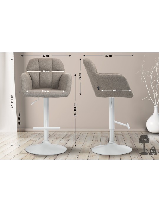Barkruk Natoma stof, taupe