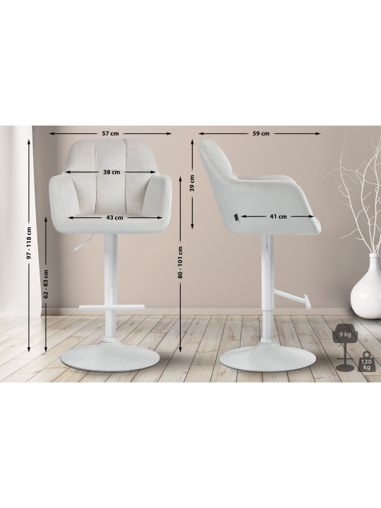 Barkruk Natoma fluweel, crème Barkruk Natoma fluweel, crème