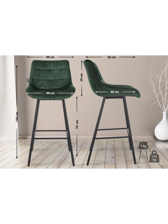 Barkruk Weston fluweel, donkergroen Barkruk Weston fluweel, donkergroen