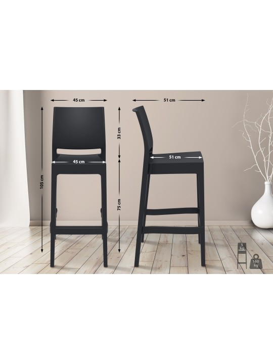 Set van 2 barkrukken Maya, zwart