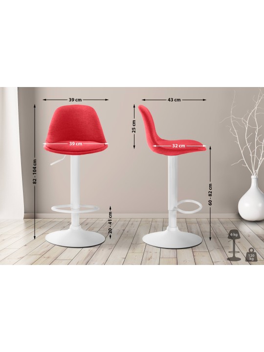 Barkruk Kiel stof, rood