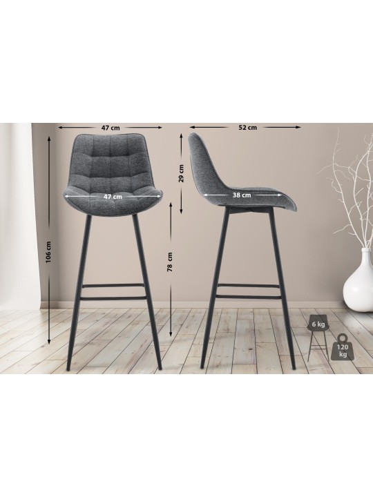 Barkruk Dartford stof, donkergrijs