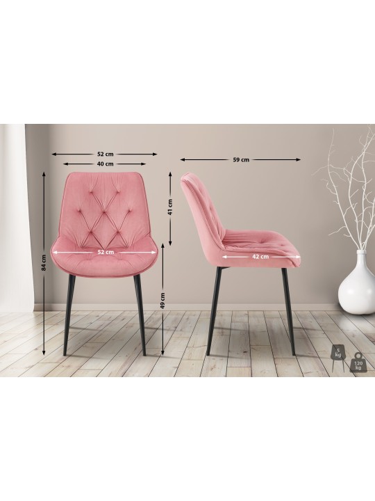 Wallace fluwelen eetkamerstoel, roze Wallace fluwelen eetkamerstoel, roze